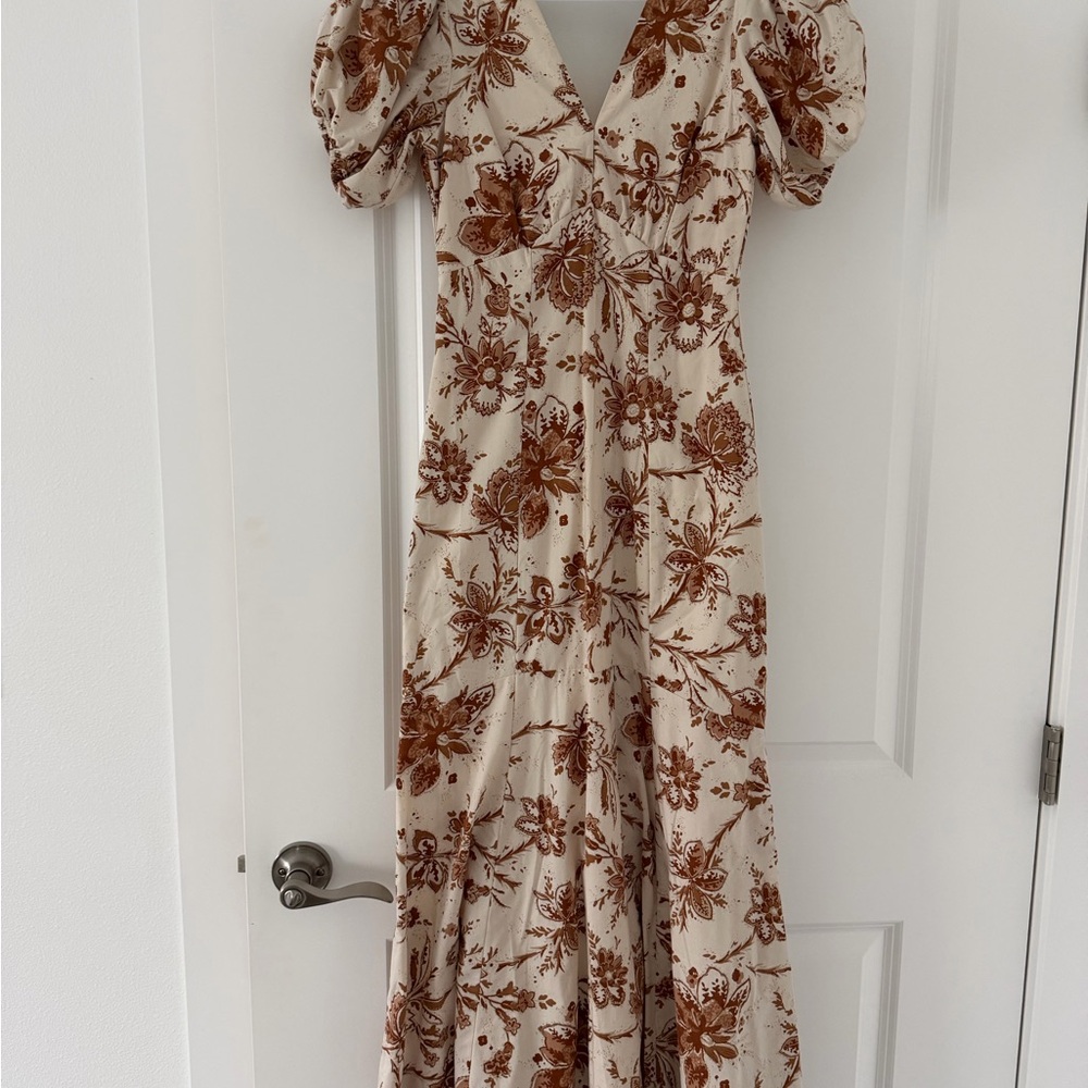 Abercrombie & Fitch Cream and Brown Floral Maxi Dress